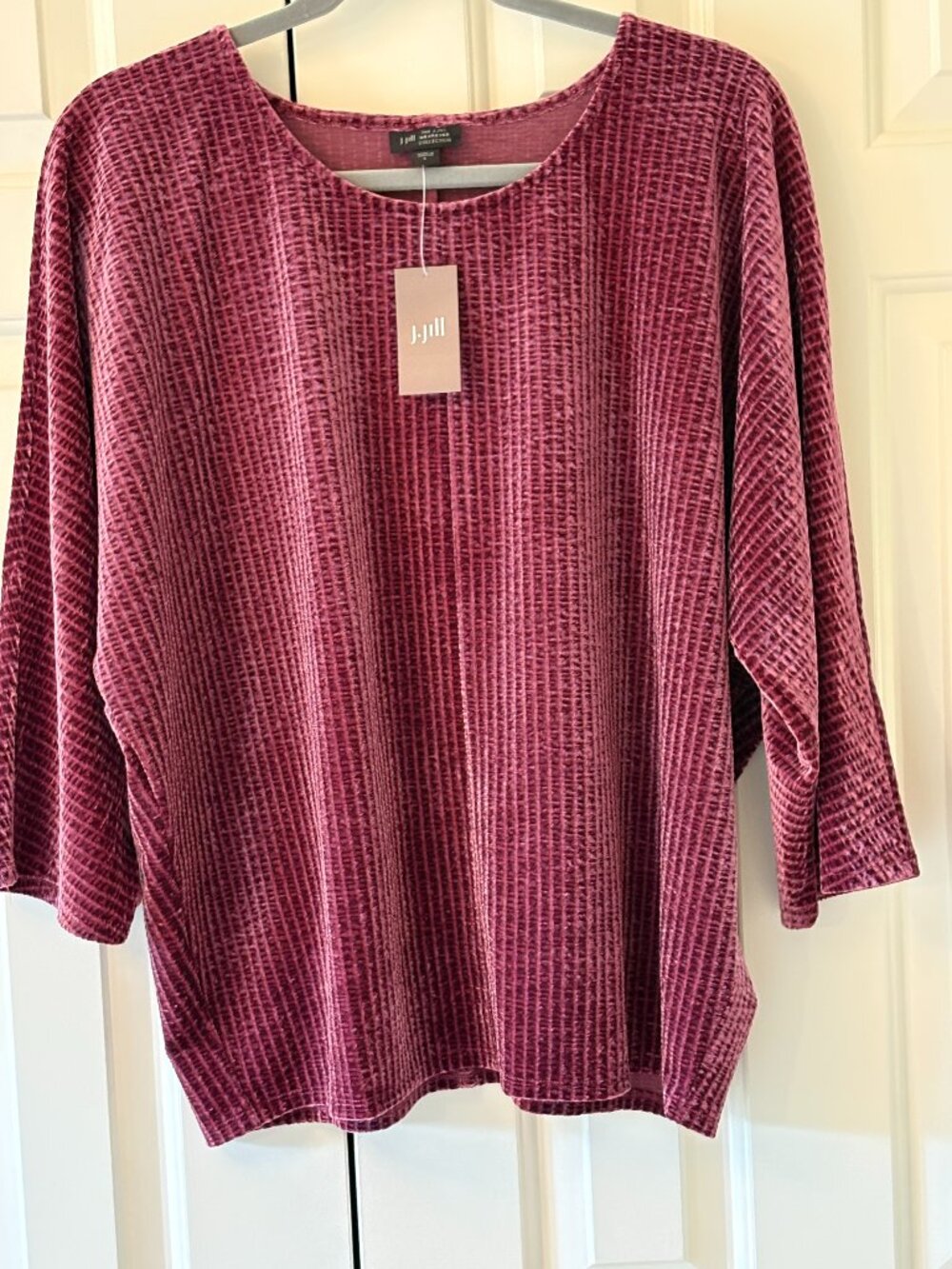 NWT J. Jill Wearever Crushed Velvet Wedge Top Sz L